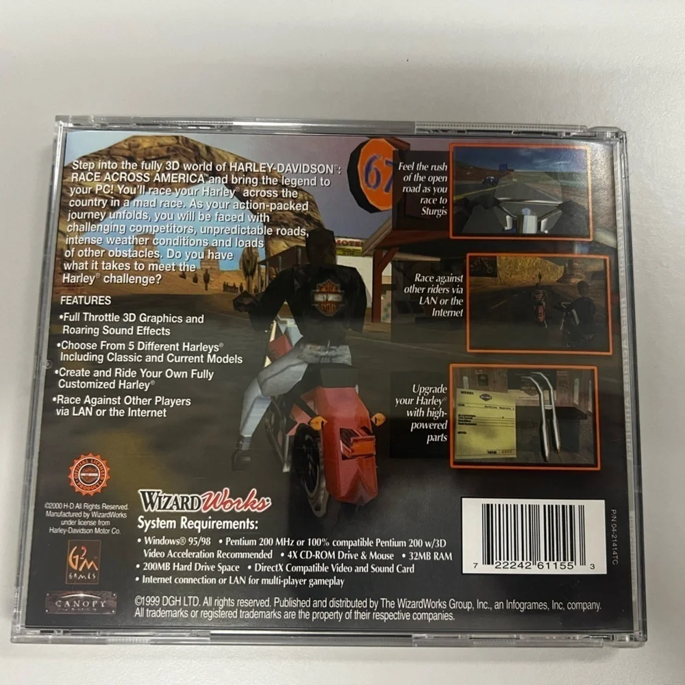 2000 Harley Davidson Cycles Race Across America Vintage PC CD ROM Windows 95/98
